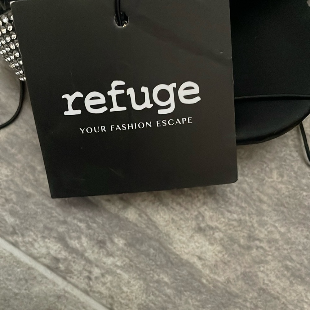 3/$40 Refuge Black and Silver Heels with Strappy Design - Picture 3 of 4